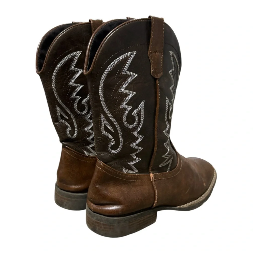 IUV Men’s Brown Square Toe Western Cowboy Boots. Size 8 - Picture 6 of 8